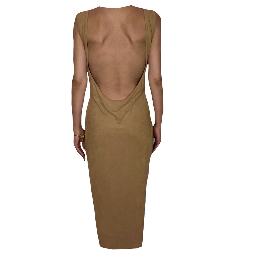 KTOO Backless Stretch Maxi Dress Small Tan
